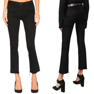 3x1 NYC Baby Boot Mid-rise Cropped Frayed Hem Jeans Black Tear 25